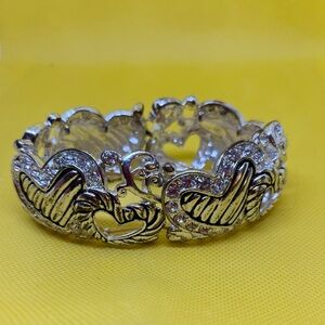 Silver tone and Black  Expandable Heart Shaped Bracelet